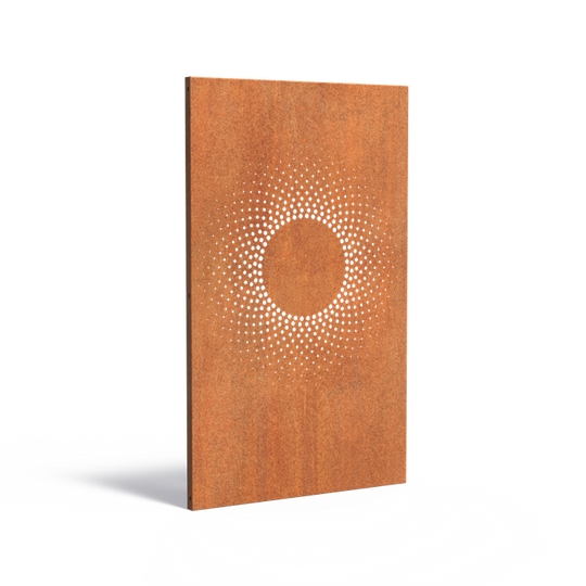 Cortenstahlzaun mit Ausschnitt: Abstrakt