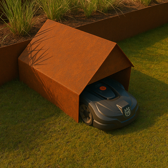 Unterstellplatz für Mährobotern mit Satteldach