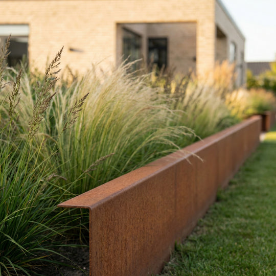 Gebogene Beeteinfassung aus 3mm Cortenstahl