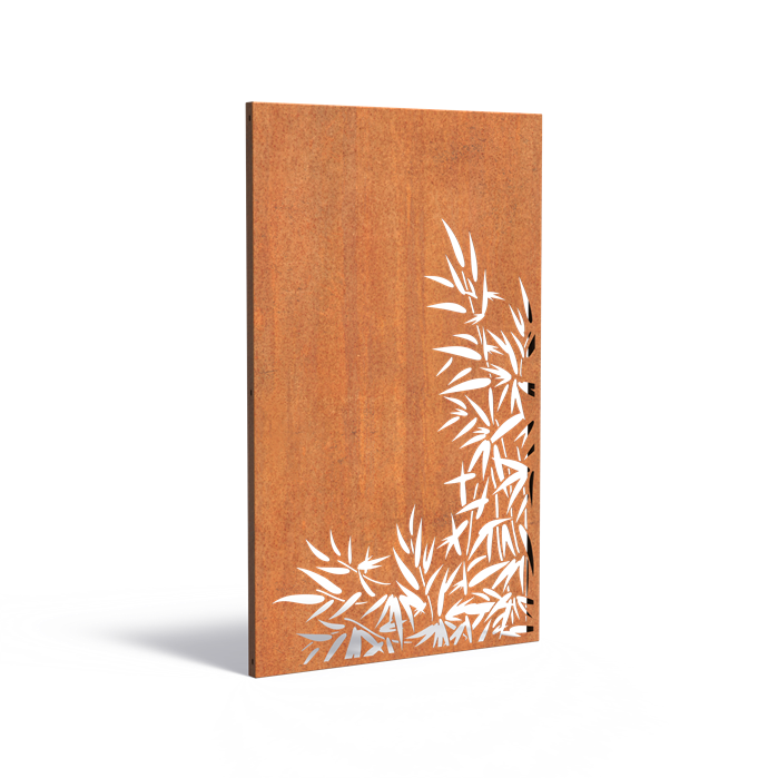Cortenstahlzaun mit Ausschnitt: Bambus 2