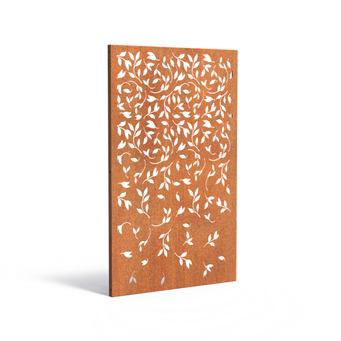 Cortenstahlzaun mit Ausschnitt: Rankpflanze