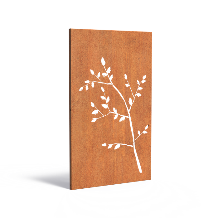 Cortenstahlzaun mit Ausschnitt: Zweig