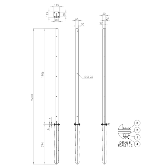 Zaunpfosten aus lackiertem Stahl