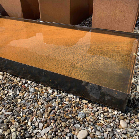 Wasserbecken 200 x 100cm, Cortenstahl / Schwarz lackiert